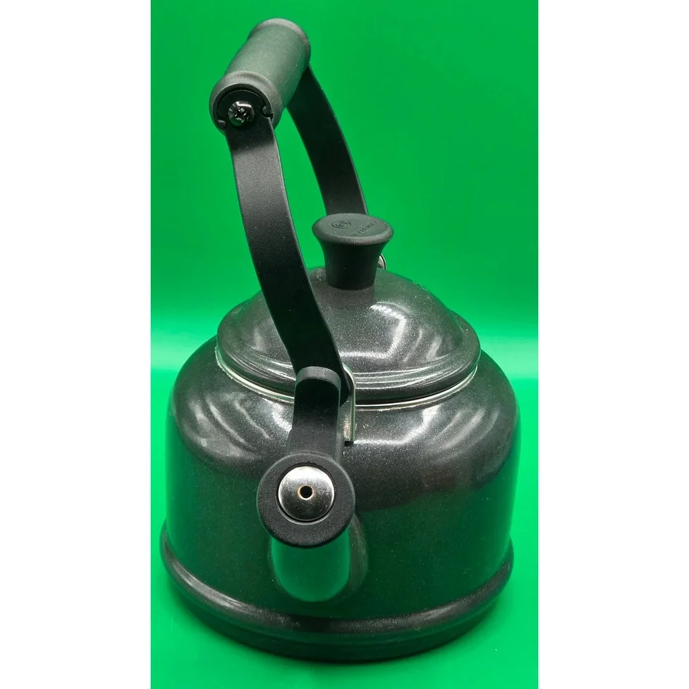 Le Creuset Demi Tea Kettle 1.25 Qt 1.1L Metallic Grey Sparkle Enamel Whistling